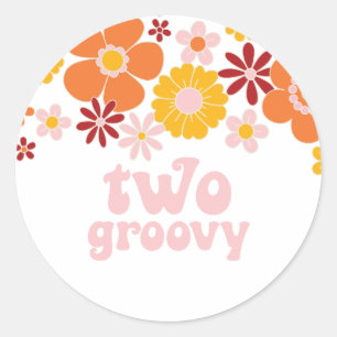 Sticker Rond Deux Super Retro Floral 2ème anniversaire