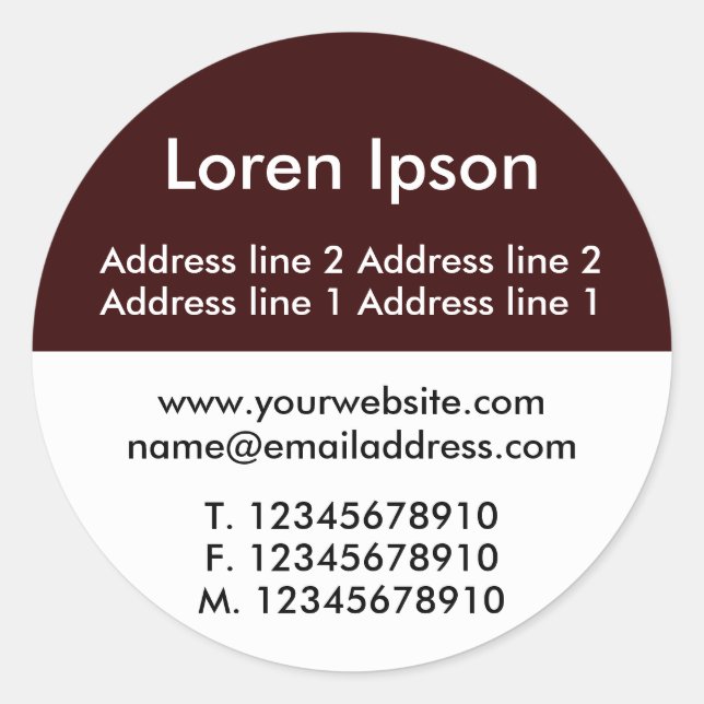Sticker Rond Deux tons Brown et blanc II Business / Profil (Devant)