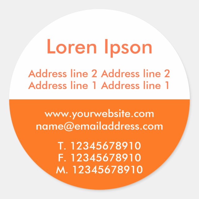 Sticker Rond Deux tons orange et blanc affaires / profil (Devant)