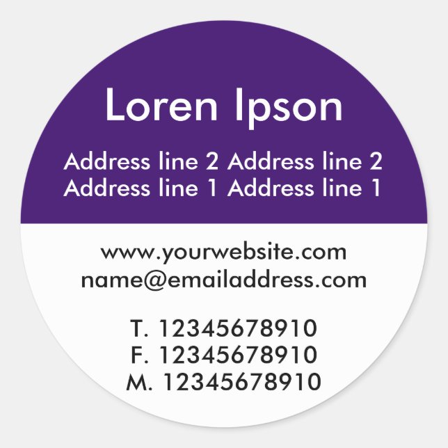 Sticker Rond Deux tons violet et blanc affaires / profil (Devant)