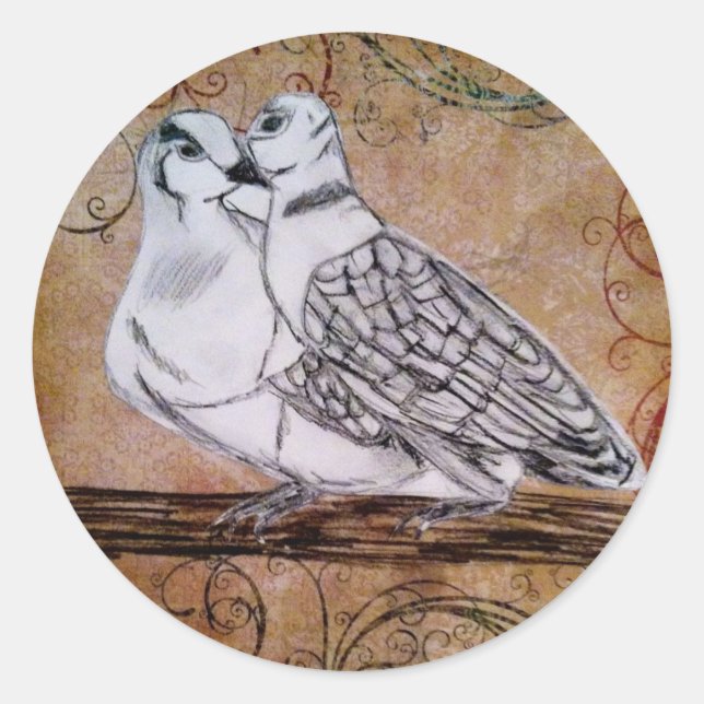 Sticker Rond Deux tourterelles (Devant)
