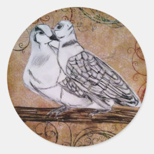 Sticker Rond Deux tourterelles