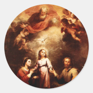 Sticker Rond Deux Trinities - la famille sainte - Murillo