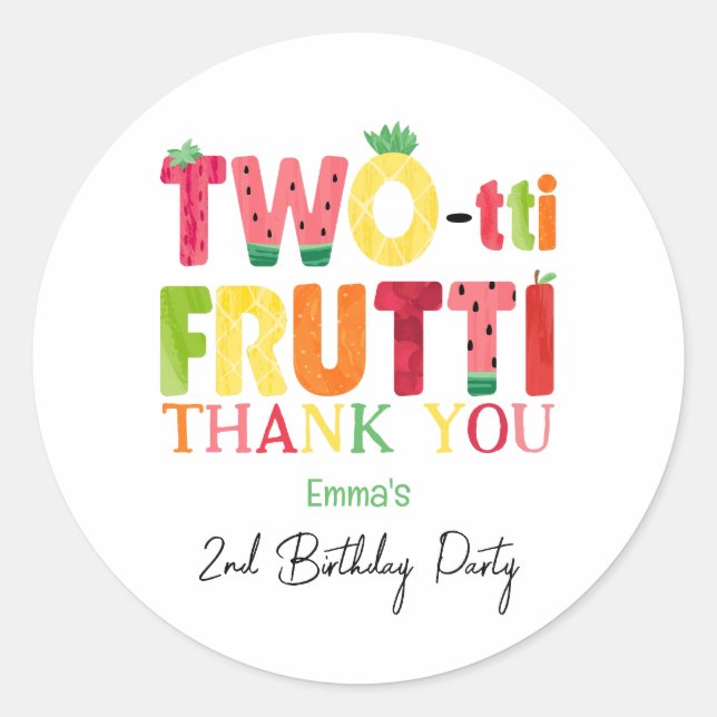 Sticker Rond Deux tti Frutti Cutie Fruit 2e Merci d'anniversair (Devant)