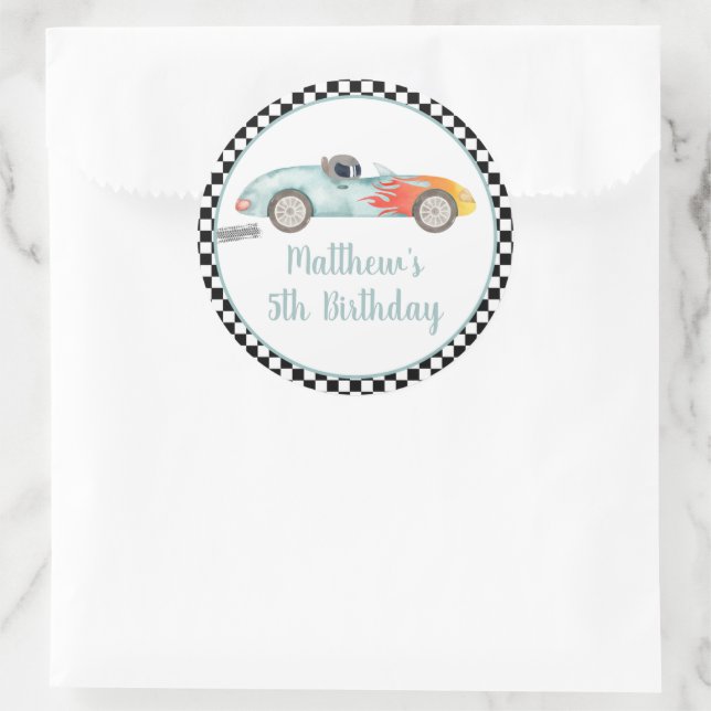 Sticker Rond Deux voitures de course rapide anniversaire (Sac)