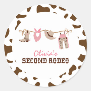 Sticker Rond Deuxième Rodéo Cow-boy occidental 2e Anniversaire