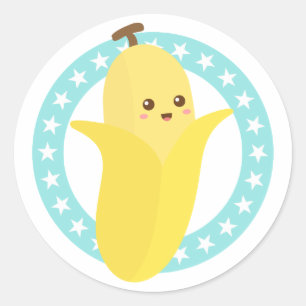 Sticker Rond Devenir fou avec une banane mignonne