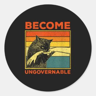 Sticker Rond Devenir ingouvernable - Black Cat Mâle de morsure 