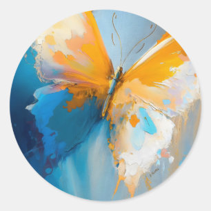 Sticker Rond Devenir Lumière – Papillon Abstrait en Mouvement