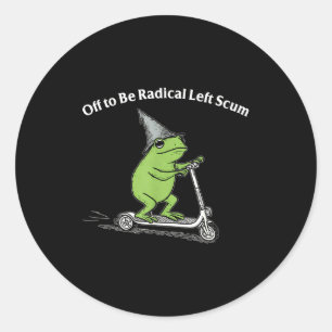 Sticker Rond Devenir un mème de grenouille drôle de gauche radi
