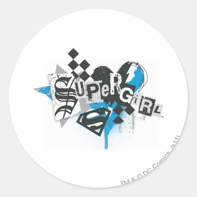 Sticker Rond Déversements et éclaboussures de supergirl (Devant)