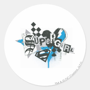 Sticker Rond Déversements et éclaboussures de supergirl