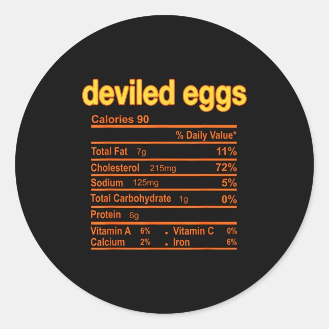 Sticker Rond Deviled Egg Nutrition Facts Funny Thanksgiving Chr (Devant)