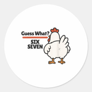 Sticker Rond Devinette drôle Quel poulet 67 Six Sept Mème