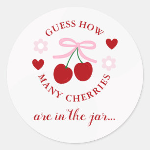 Sticker Rond Devinez combien de cerises à la Baby Shower