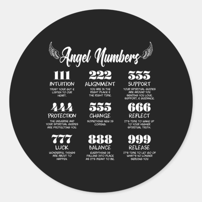 Sticker Rond Devis de tendance des numéros d'anges (Devant)