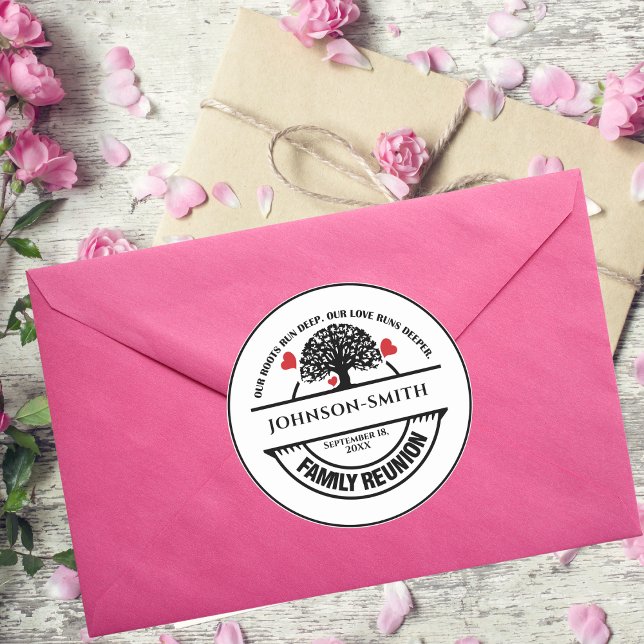 Sticker Rond Devis inspirant de l'arbre de réunion familiale (Créateur téléchargé)