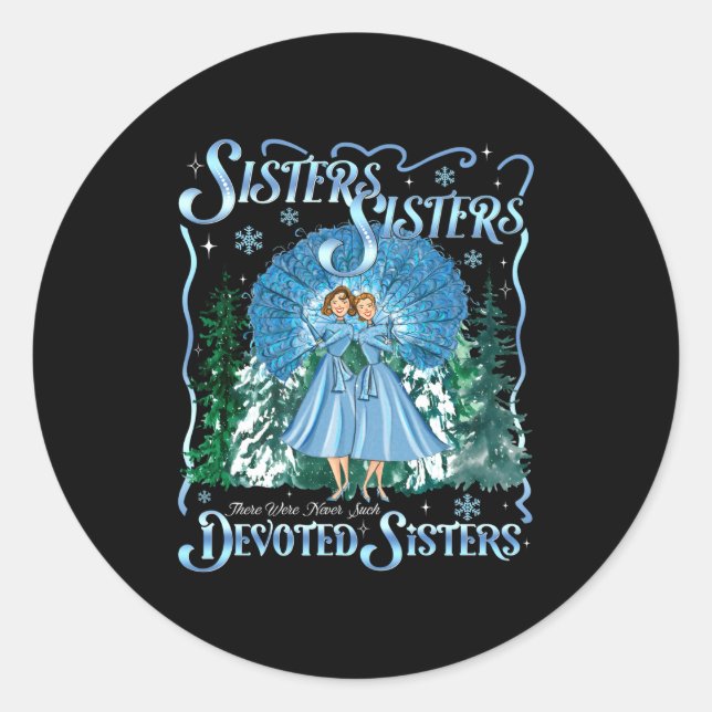 Sticker Rond Devoted Sisters Merry Christmas White Xmas Pajamas (Devant)