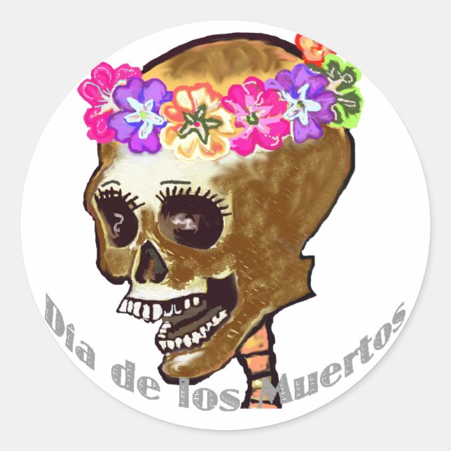 Sticker Rond Dia de Los Muertos ou Halloween (Devant)