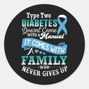 Sticker Rond Diabète de type deux pour la famille Bleu Ruban Di