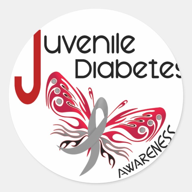 Sticker Rond Diabète juvénile BUTTERFER 3 (Devant)
