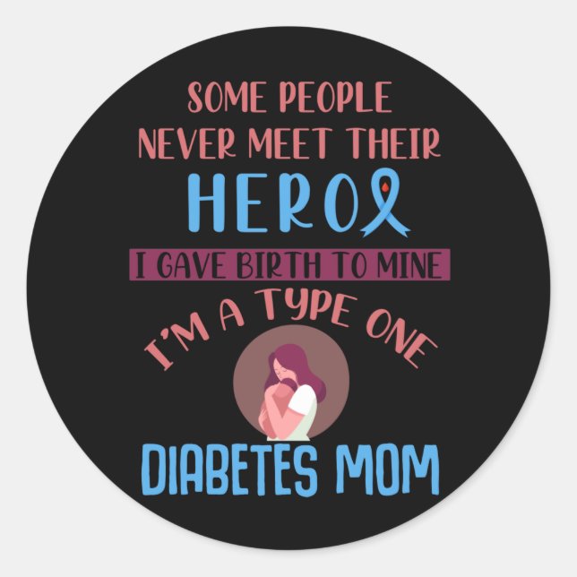 Sticker Rond Diabète Mère Diabète Sensibilisation des enfants (Devant)