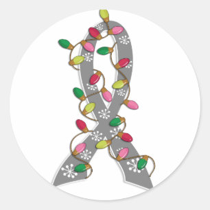 Sticker Rond Diabète Noël Lumières Ruban