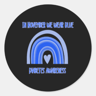 Sticker Rond Diabète T1D Mois de sensibilisation Blue Rainbow R