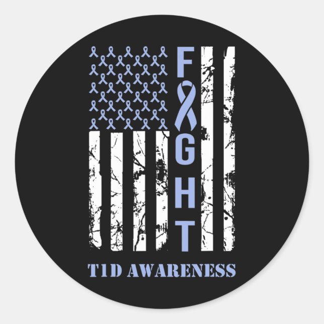 Sticker Rond Diabète T1D Mois de sensibilisation drapeau bleu R (Devant)
