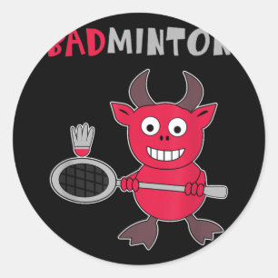 Sticker Rond Diable de badminton Joueur de badminton Volant Spo