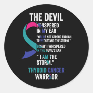 Sticker Rond Diable - Thyroïde Action contre le cancer Ruban