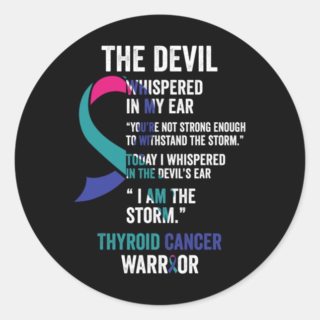 Sticker Rond Diable - Thyroïde Action contre le cancer Ruban (Devant)
