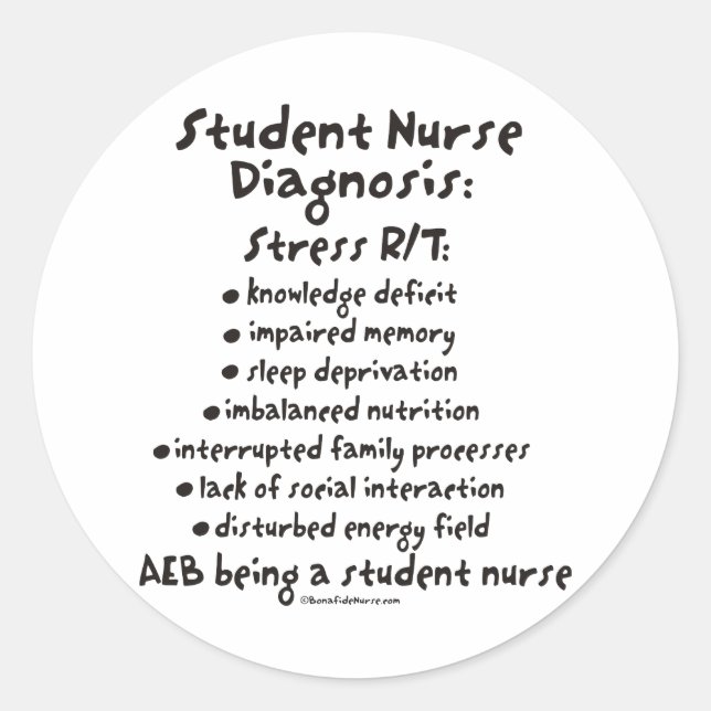 Sticker Rond Diagnostic de l'infirmière étudiante : stress (Devant)