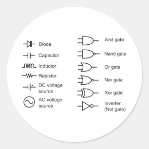 Sticker Rond Diagramme des éléments de circuit électrique