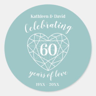 Sticker Rond Diamant célébrant 60 ans d'autocollants d'amour