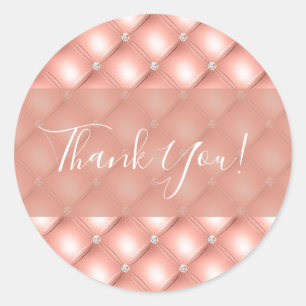 Sticker Rond Diamant courbé Rose brillant Or rose luxueux
