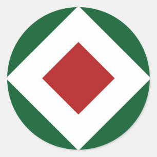 Sticker Rond Diamant rouge, Téméraire blanc sur Vert