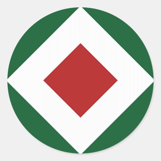 Sticker Rond Diamant rouge, Téméraire blanc sur Vert (Devant)