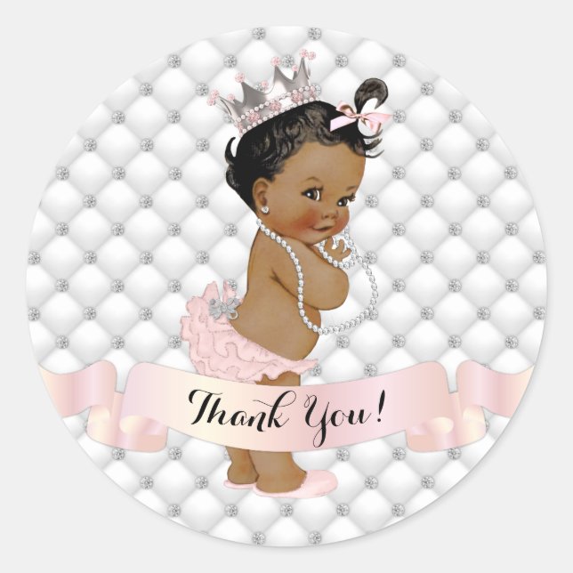 Sticker Rond Diamants de princes afro-américains bleu rose (Devant)