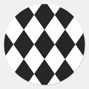 Sticker Rond Diamants noirs et blancs