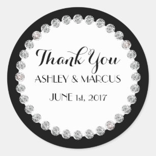 Sticker Rond Diamants noirs et blancs Mariages classiques perso