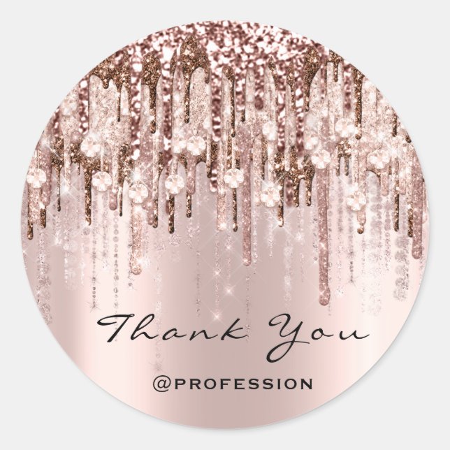 Sticker Rond Diamants Roses de maquillage Merci (Devant)