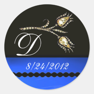 STICKER ROND DIAMOND TULIPS BLACK BLEU BLEU MONOGRAM