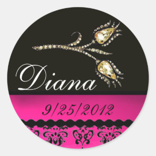 STICKER ROND DIAMOND TULIPS BLACK ROSE ROSE BLANC DOMMASK,