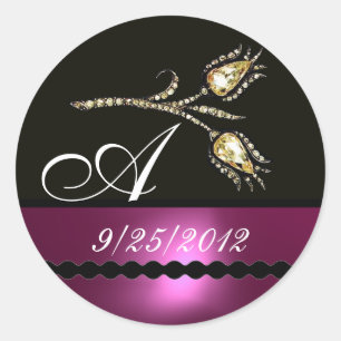 STICKER ROND DIAMOND TULIPS NOIR ROSE ROSE ROSE MONOGRAMME