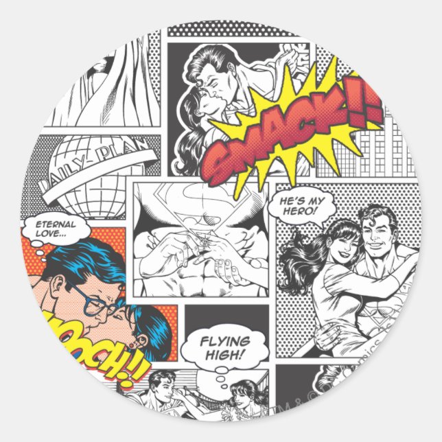 Sticker Rond Diapositives Love Comic (Devant)