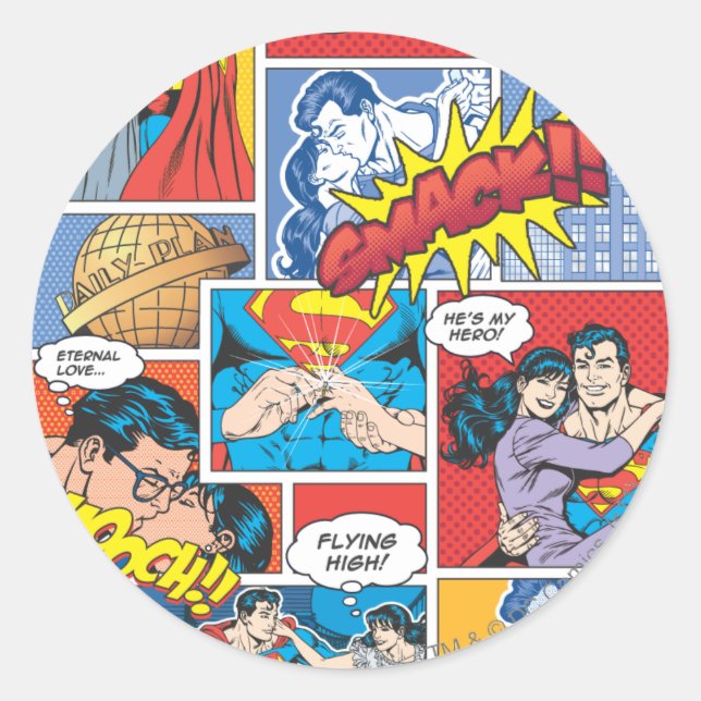 Sticker Rond Diapositives Love Comic - Couleur (Devant)