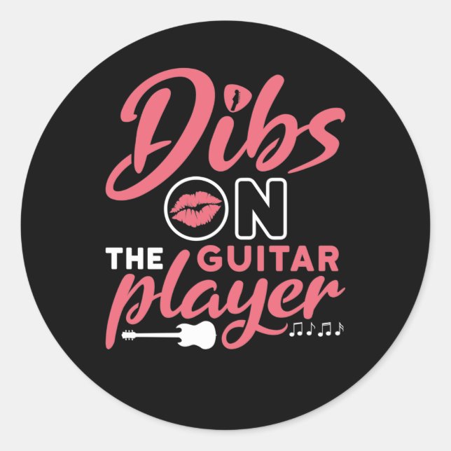 Sticker Rond Dibs sur le joueur de guitare (Devant)