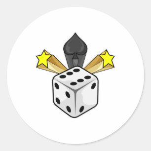 Sticker Rond Dice au Poker avec pique et étoiles