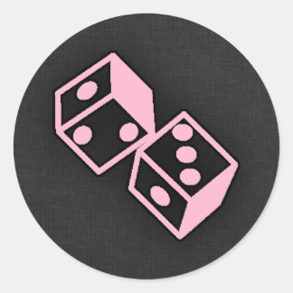 Sticker Rond Dice de casino rose clair
